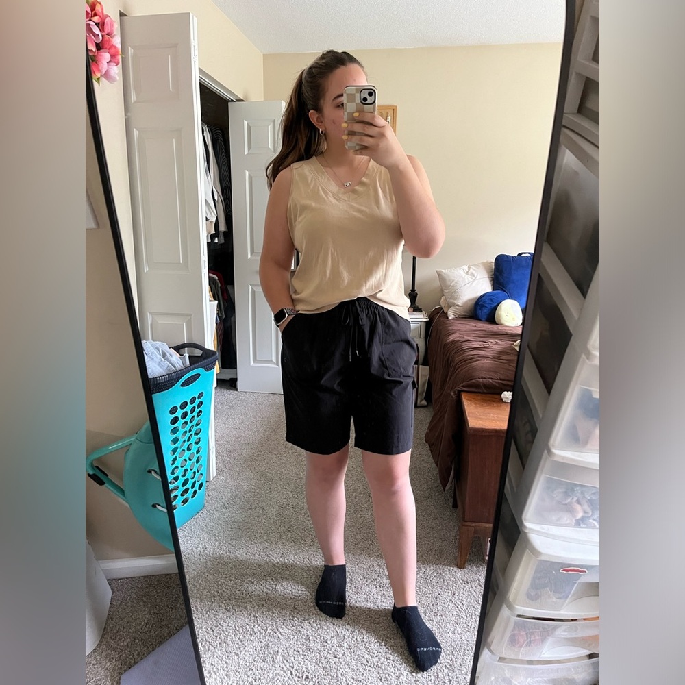 Tan sleeveless shirt